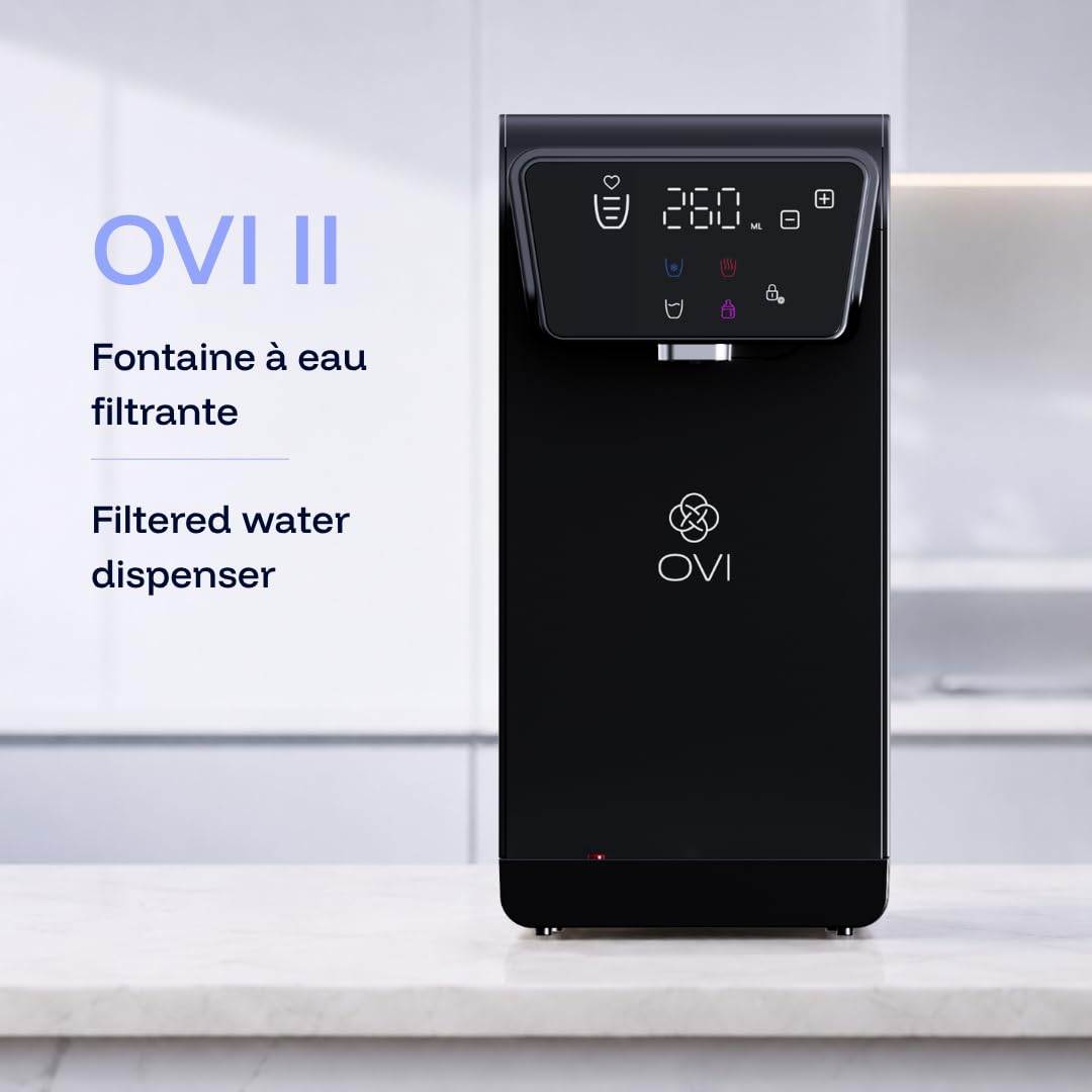 II Distributeur d’Eau Chaude, Froide & Tempérée Instantané - Fontaine à Eau Filtrée 4 Étapes Anti-Bactéries & PFAS - Connexion Directe - Idéal Famille & Bébé - Noir