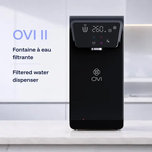 II Distributeur d’Eau Chaude, Froide & Tempérée Instantané - Fontaine à Eau Filtrée 4 Étapes Anti-Bactéries & PFAS - Connexion Directe - Idéal Famille & Bébé - Noir