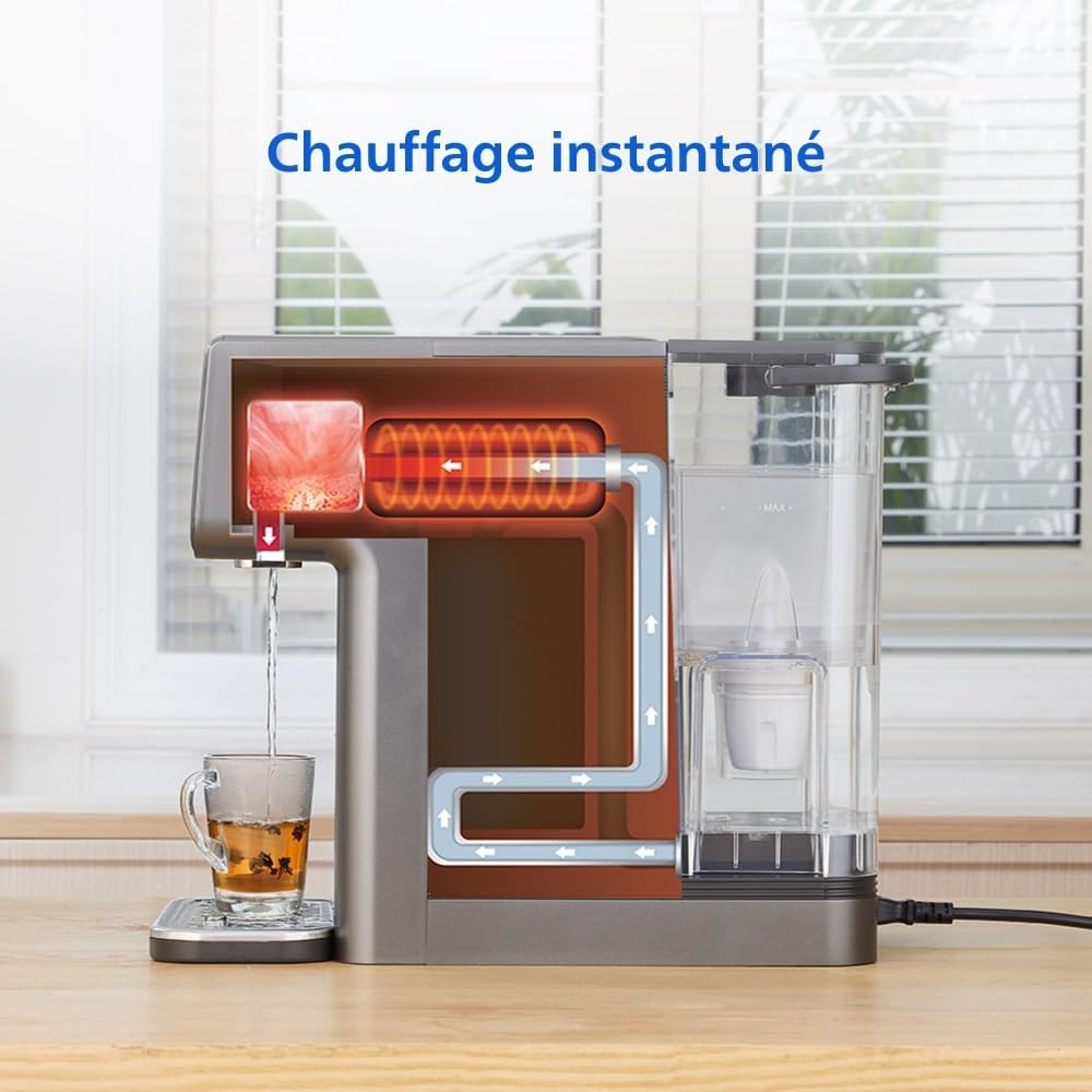 3500 Series Distributeur d’Eau Chaude et Froide avec Filtration Taste+, Eau Filtrée Chaude et Froide en Quelques Secondes, Protection Antibactérienne UV-C, Aucune Installation Nécessaire