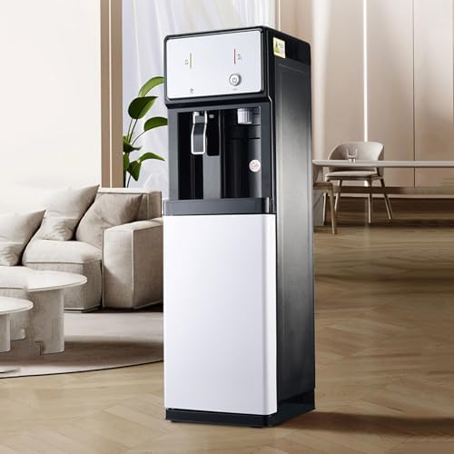 Fontaine à Eau sur Pied avec raccordement réseau, Distributeur 3 en 1 Eau Froide Chaude et tempérée, Refroidisseur d’Eau au Sol,idéal pour Maison, Bureau et Cuisine 105*31*31cm Blanc