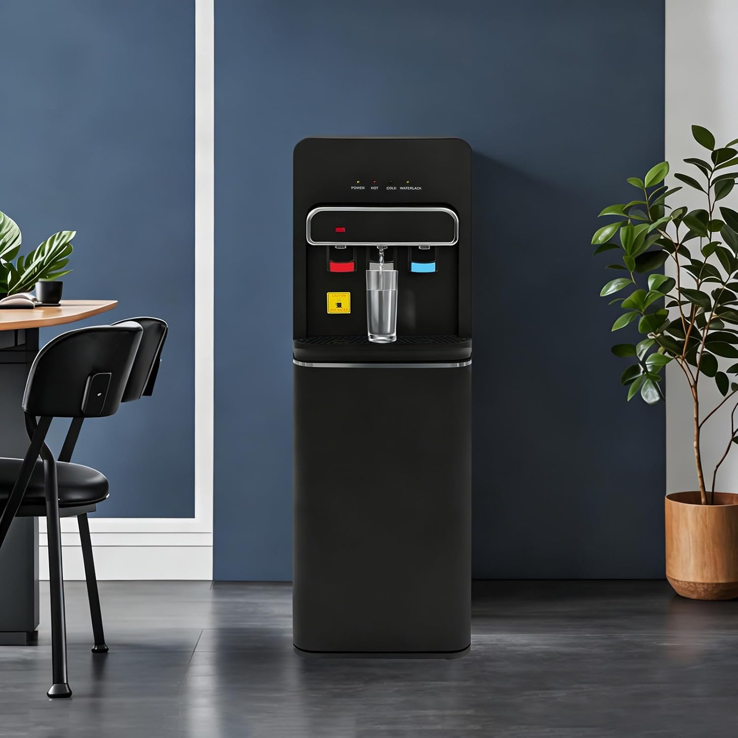 Distributeur d'eau sur pied avec remplissage au sol 550 W Distributeur d'eau électrique avec remplissage au sol 3 niveaux de température pour la maison, le bureau, le salon et la cuisine (noir)