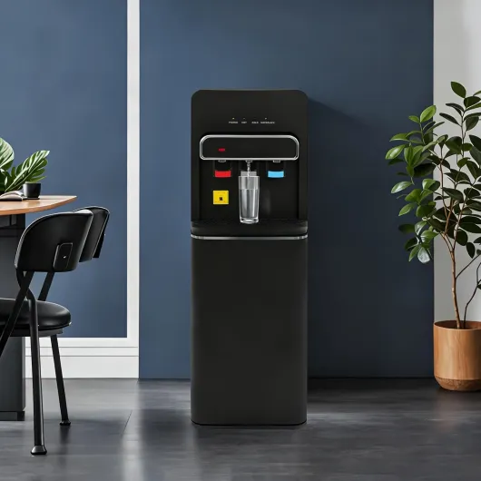 Distributeur d'eau sur pied avec remplissage au sol 550 W Distributeur d'eau électrique avec remplissage au sol 3 niveaux de température pour la maison, le bureau, le salon et la cuisine (noir)