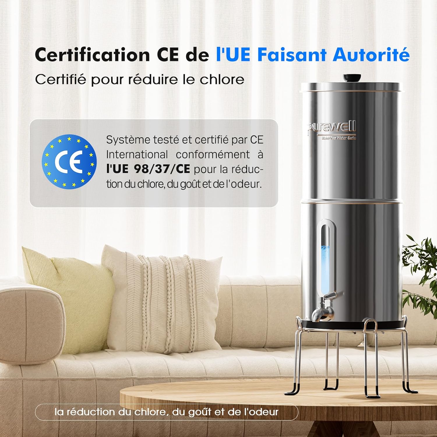 Filtre à Eau par Gravité 5,7L - Système de Filtration Familial avec Charbon Actif - Purificateur d'Eau pour Robinet et Eau de Pluie - Technologie Ultrafiltration - Grande Capacité 5.7l