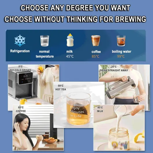 THYXGS Distributeur d'eau 3 en 1 avec Machine À Glaçons, Fontaine À Eau De Comptoir en Acier Inoxydable, Bullet Ice, Réservoir d'eau De 5,5 L + 1,2 L, Capacité d'eau Chaude De 21 L/h (≥ 90 °C)