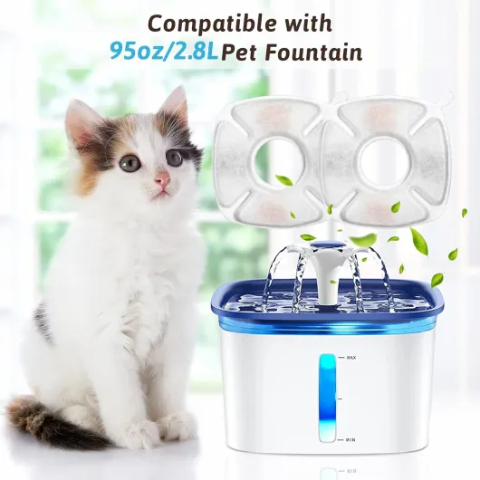 Lot de 28 filtres de rechange pour fontaine à eau pour chat - Lot de 14 filtres de fontaine à eau - Lot de 14 éponges pré-filtrantes - Filtres de rechange pour fontaine pour animaux domestiques de 2,8