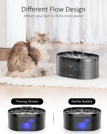 Fontaine à Eau Automatique pour Chat - 2,2L - Distributeur Eau Chat avec LED - Super Silencieuse, Chiens, Plusieurs Animaux de Compagnie