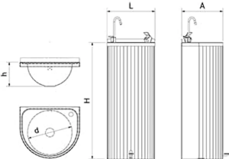 Fontaine à Eau sur Pied en Inox à Pédale 350 x 300 mm - Fricosmos