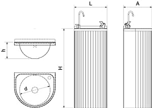 Fontaine à Eau sur Pied en Inox 350 x 300 mm - Fricosmos