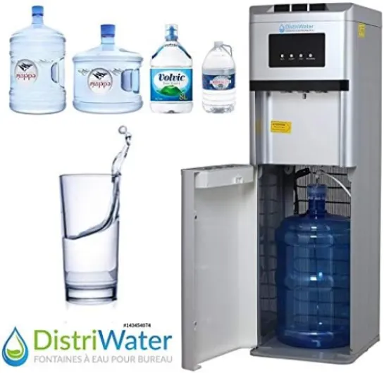 Distributeur d'eau fraîche ou Chaude - La Fontaine à Eau Réfrigérée distriwater Multi-bonbonnes Chaud et Froid pour Le Bureau et la Maison - Couleur Gris