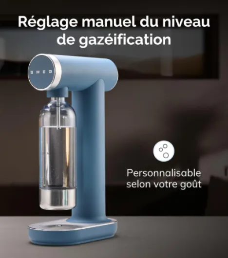 , Machine à Eau Gazeuse et à Soda SKC01WHM, avec Bouton de Contrôle de Gazéification et Egouttoir, Bouteille de 800 ml, Cartouche de CO2 Non Incluse, Blanc Mat 24.5 cm x 13.5 cm x 42 cm Blanc Mat