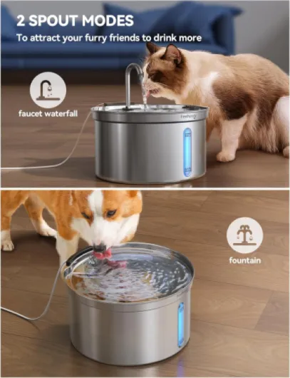 Fontaine a Eau pour Chat en Acier Inoxydable 3,5L Fontaine à Eau avec Robinet pour Chats Silencieuse avec 3 Filtre et Chargeur USB, Distributeur d'eau Chat Automatique 3,5L fontaine+3 filtres