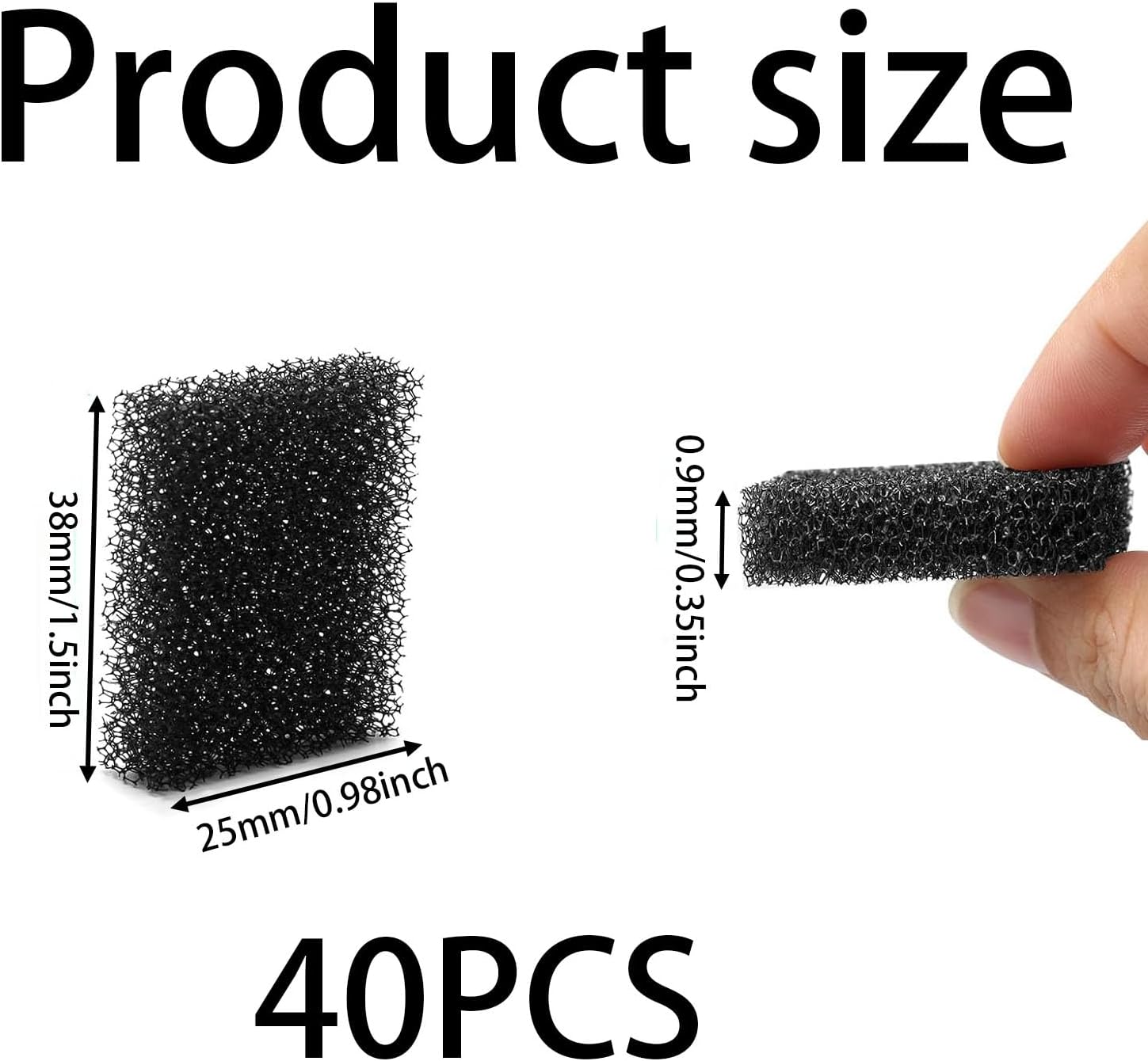 JCKD 40 pièces Cartouche filtrante pour Fontaine à Eau pour Animaux, Cartouche filtrante en Mousse de Rechange pour fontaines à Eau pour Chats et Chiens, Dimensions : 38 x 25 x 9 mm