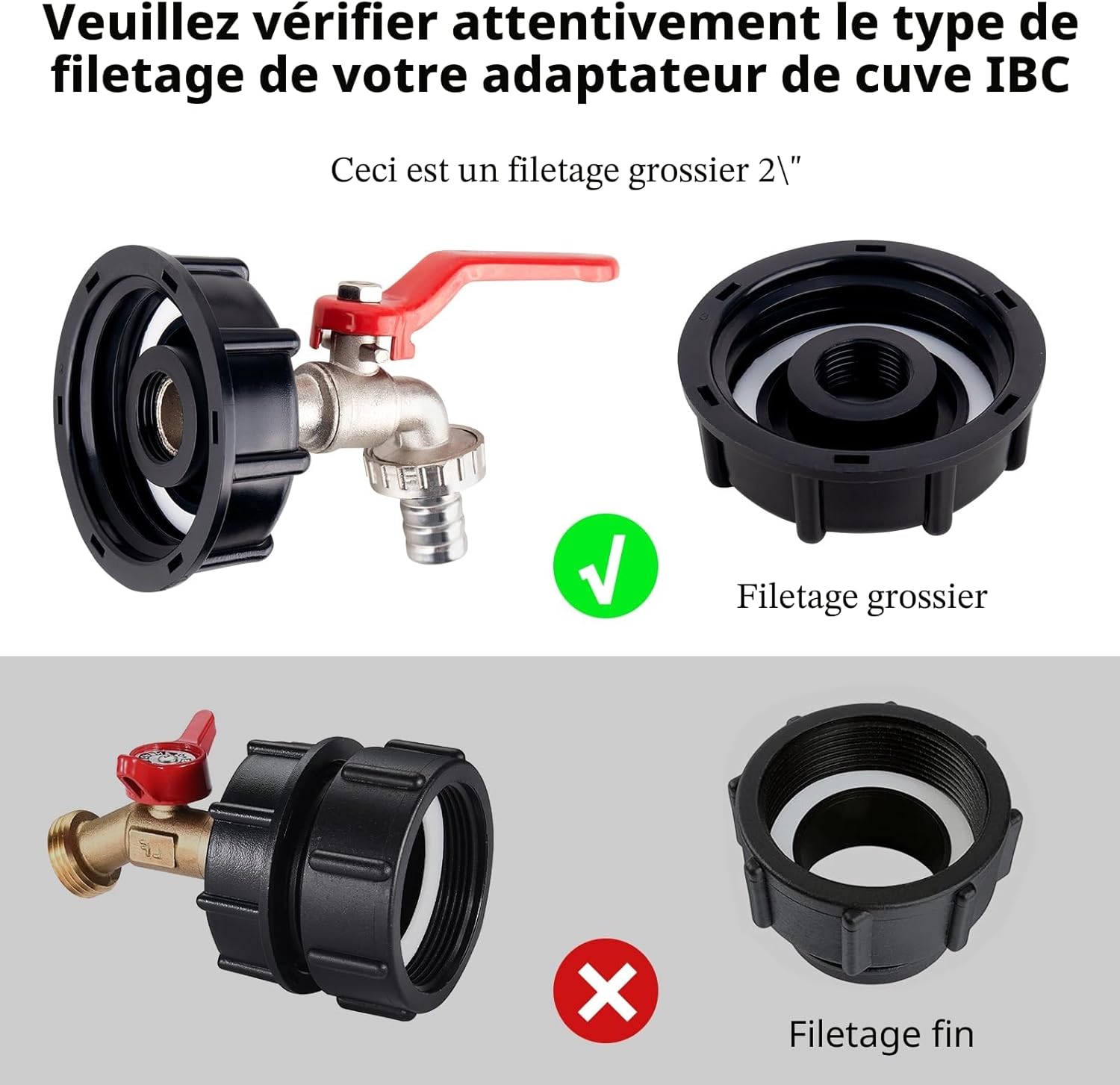 Robinet Cuve 1000l S60x6 Ibc Raccord Robinet Avec Raccord De Tuyau 1/2"Adaptateur De Réservoir En Alliage D'aluminium De Jardin Avec Adaptateur En Plastique Pour De Cuve