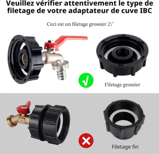 Robinet Cuve 1000l S60x6 Ibc Raccord Robinet Avec Raccord De Tuyau 1/2"Adaptateur De Réservoir En Alliage D'aluminium De Jardin Avec Adaptateur En Plastique Pour De Cuve