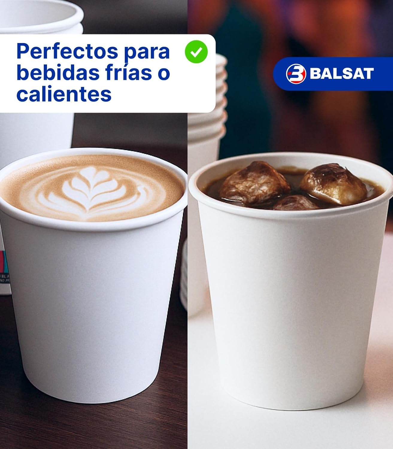 BALSAT Gobelet en papier blanc 200 ml - Fontaines à eau, boissons à emporter - Résistant à la chaleur et au froid - Recyclable et compostable (1000)