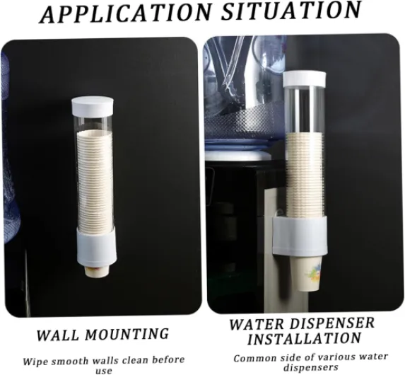 Distributeur de gobelets pour Refroidisseur d'eau, Distributeur de gobelets à Tirer pour Environ 60 Tasses, Support Papier jetable à Montage Mural pour Salle Bain, Bureau, Salle Repos et p