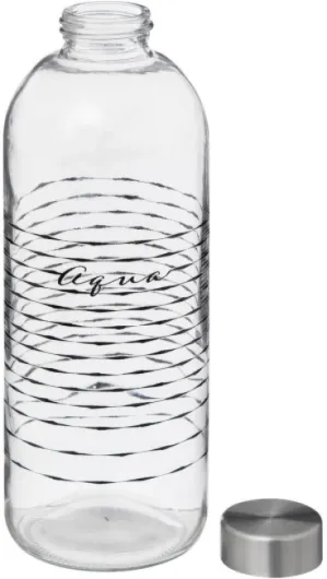 5five - Bouteille en Verre Aqua 1 L - H 25 cm, Couvercle Acier Inoxydable - Pour Boissons, Carafe de Table