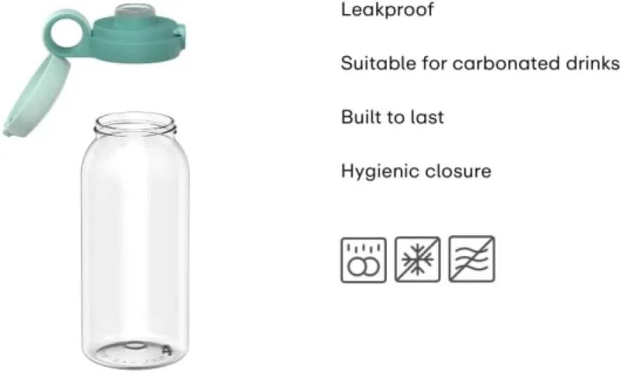 Gourde avec bouchon à clapet Campus - Bouchon s'ouvre à une pression - Compatible avec Boissons Gazeuses - Gourde Enfant - Étanche et Lavable au Lave-Vaisselle - 600 ml - Little Farm
