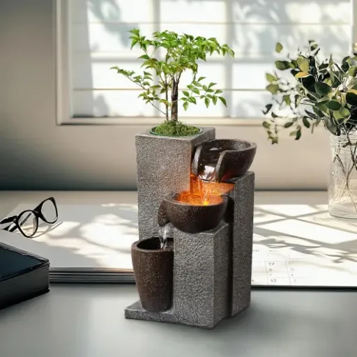 Test Fontaine cascade de table MSEONWXI 22028N : petite fontaine zen qui fait le job au bureau