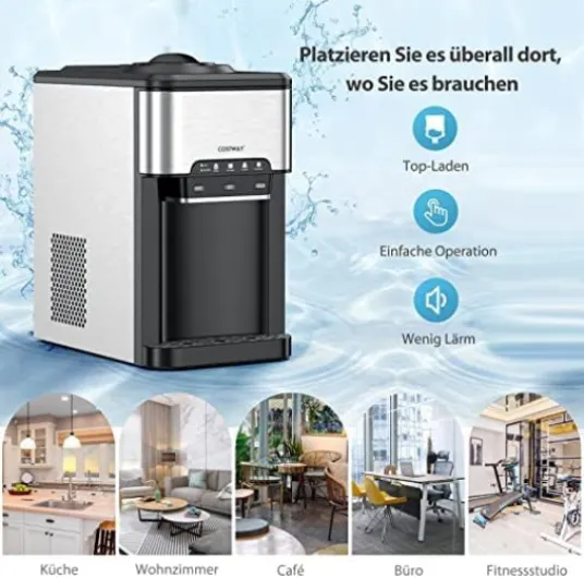FANTASK Distributeur d'eau 3 en 1 Machine à glaçons avec Eau Chaude et Froide, glaçons en 10 Min