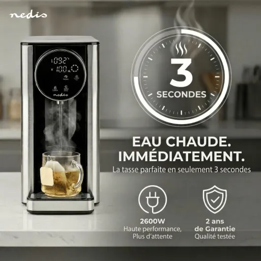 Distributeur d'eau Chaude - 2600 W - 2,7 l - Aluminium/Noir