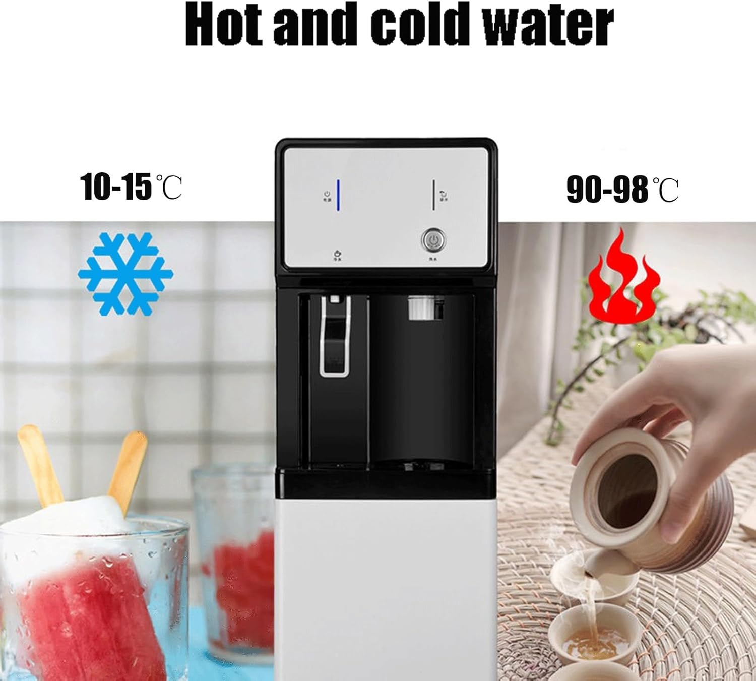 Distributeur d'eau 3-en-1 sans Bouteille Alimenté par Le Réseau avec Filtration 4 Étages,Fontaine À Eau sur Pied,Refroidisseur d'eau Chaude Et Froide pour Crèches,Remplacement De Filtre Facile Blanc 12x12x41 inches