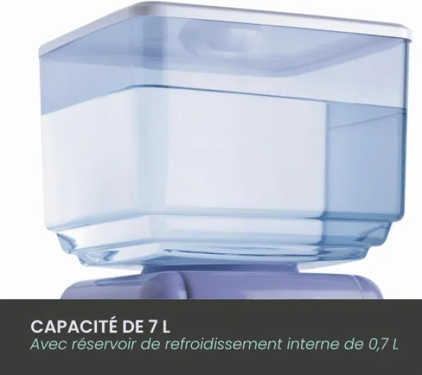 Distributeur d'eau avec Réservoir de 7 litres, Blanc et Violet, Fontaine à Eau et Boison, 24,5 x 23 x 34 cm, sans BPA, Pas d'Adaptateur pour Bouteille