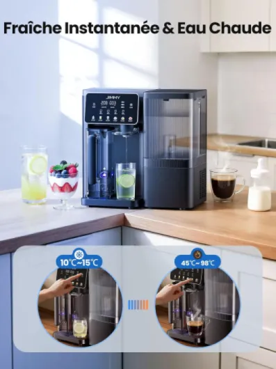 R9 Pro Système de Filtration d'Eau à Osmose Inverse de Comptoir, Fontaine à Eau avec Chauffage et Refroidissement, 7 Étapes de Filtration UV, Eau Chaude Instantanée, Affichage Intelligent TDS