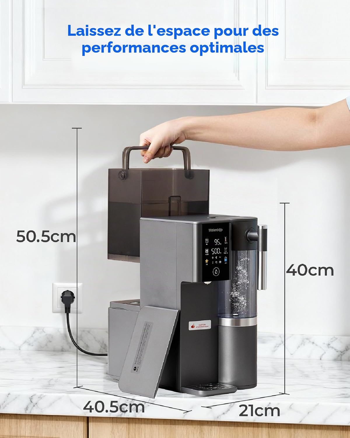 WD-A2G Système d’Osmose Inverse de Comptoir Minéralisée, Eau Chaude et Froide, Fontaine Sans Bouteille, Réservoir Portable, 6 Températures, Ratio 3:1 Minéralisation