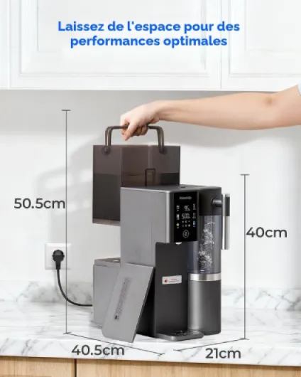 WD-A2G Système d’Osmose Inverse de Comptoir Minéralisée, Eau Chaude et Froide, Fontaine Sans Bouteille, Réservoir Portable, 6 Températures, Ratio 3:1 Minéralisation