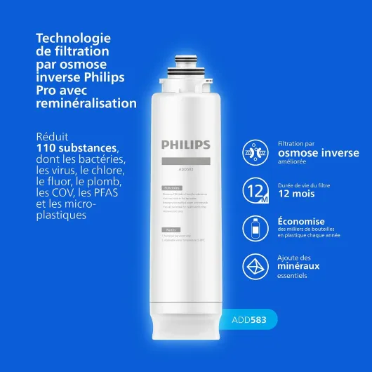 Water Distributeur d’eau à osmose inverse 7500 : eau chaude/froide filtrée en secondes, minéraux préservés, filtration RO 6-en-1, >110 contaminants réduits, UV-C, sans installation, 2000 L